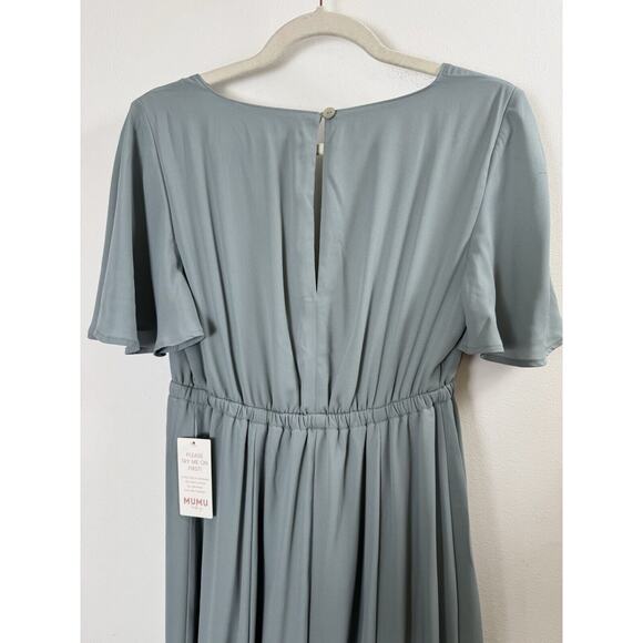 Show Me Your Mumu Blue Bridesmaid Maxi Dress Flowy Flutter Sleeve Bohemian S - Picture 5 of 8